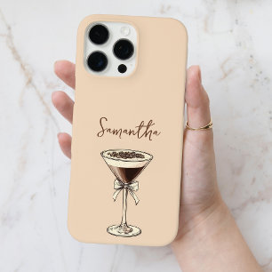 Coque iPhone 16 Pro Max Élégant Espresso Martini Script Nom personnalisé