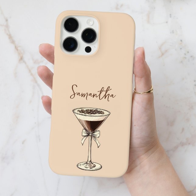 Coques Case-Mate iPhone Élégant Espresso Martini Script Nom personnalisé (Elegant Espresso Martini Script Personalized Name Case-Mate iPhone Case)