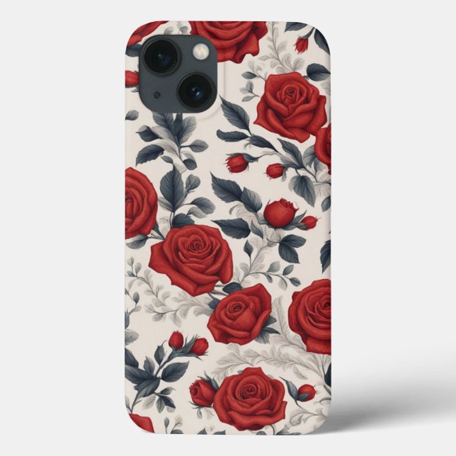 Coques Case-Mate iPhone Elégant et beau dessin floral rose rouge (Verso)