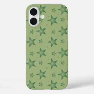 Coque Pour iPhone 16 Plus Élégant et élégant Olive Stars sur Sage Green