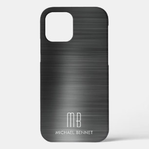 Case-Mate iPhone Case Élégant Faux Noirs Brossé Monogramme métallique