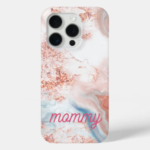 Coque Case-Mate iPhone élégant faux or rose Marbre "Maman" personnalisé