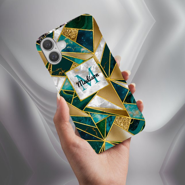 Coques Case-Mate iPhone Elégant faux or turquoise géométrique (Créateur téléchargé)