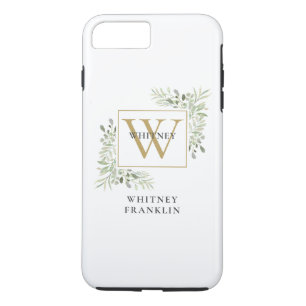 Case-Mate iPhone Case Élégant feuillage de verdure à monogramme doré
