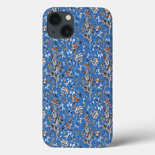 Coques Case-Mate iPhone Elégant Feuille Berries Blue Aquarelle Floral (Verso)
