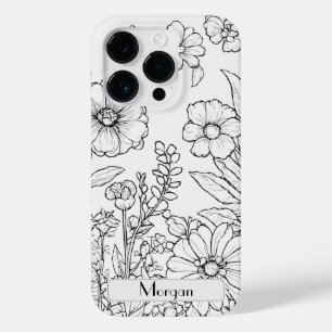 Coque Case-Mate iPhone Élégant Fleur sauvage blanc et noir