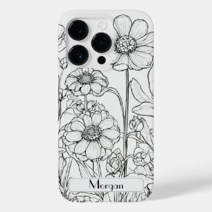 Coque Case-Mate iPhone Élégant Fleur sauvage blanc et noir