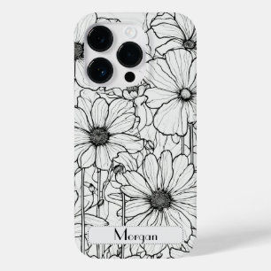 Coque Case-Mate iPhone Élégant Fleur sauvage blanc et noir
