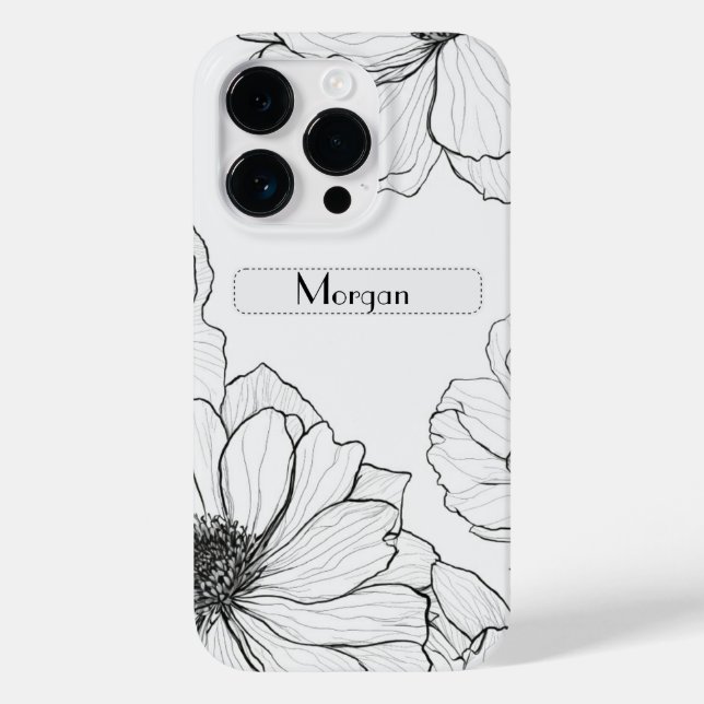 Coques Case-Mate iPhone Élégant Fleur sauvage blanc et noir (Verso)