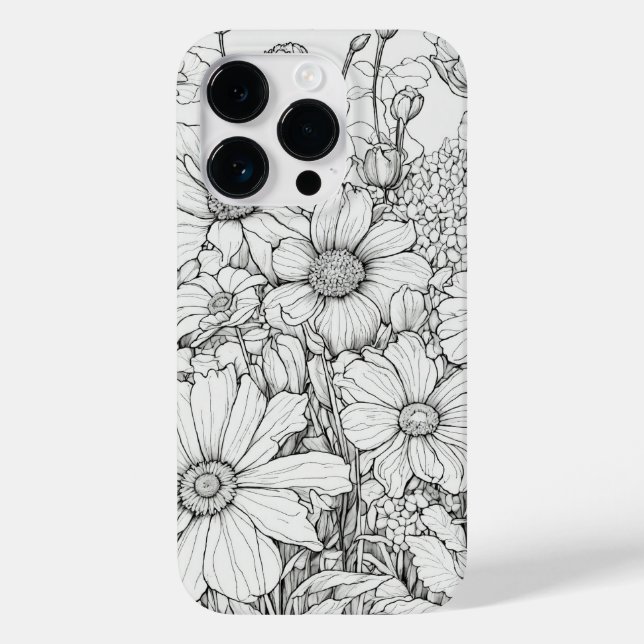 Coques Case-Mate iPhone Élégant Fleur sauvage blanc et noir Coque-Mate (Verso)