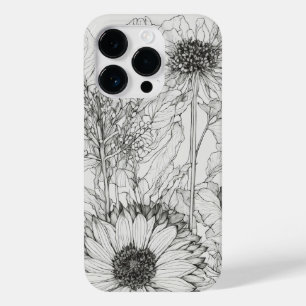 Coque Case-Mate iPhone Élégant Fleur sauvage blanc et noir Coque-Mate