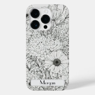 Coque Case-Mate iPhone Élégant Fleur sauvage moderne blanc et noir