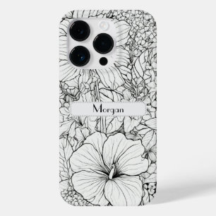 Coque Case-Mate iPhone Élégant Fleur sauvage moderne blanc et noir