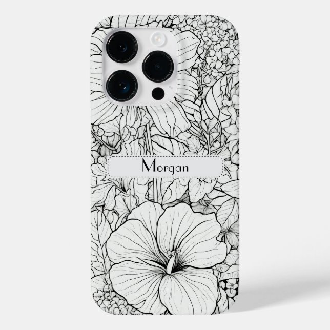 Coques Case-Mate iPhone Élégant Fleur sauvage moderne blanc et noir (Verso)