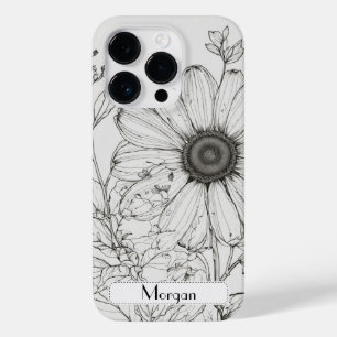 Coque Case-Mate iPhone Élégant Fleur sauvage moderne blanc et noir
