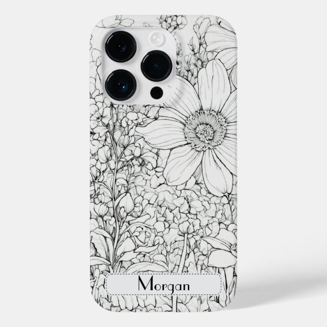 Coques Case-Mate iPhone Élégant Fleur sauvage moderne blanc et noir (Verso)