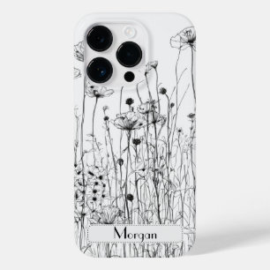 Coque Case-Mate iPhone Élégant Fleur sauvage moderne blanc et noir