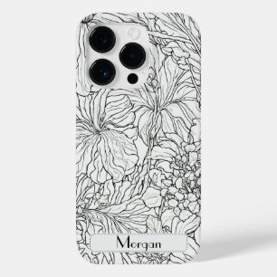 Coque Case-Mate iPhone Élégant Fleur sauvage moderne blanc et noir