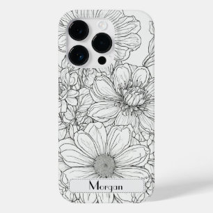 Coque Case-Mate iPhone Élégant Fleur sauvage moderne blanc et noir