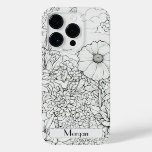 Coque Case-Mate iPhone Élégant Fleur sauvage moderne blanc et noir