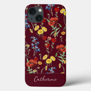 Case-Mate iPhone Case Élégant Fleur sauvage moderne nom Bourgogne