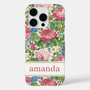 Coque iPhone 16 Pro Élégant floral aquarelle personnalisé rose