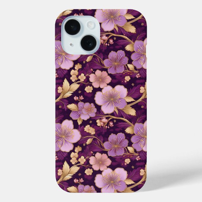 Coques Case-Mate iPhone Élégant floral asiatique violet  (Verso)