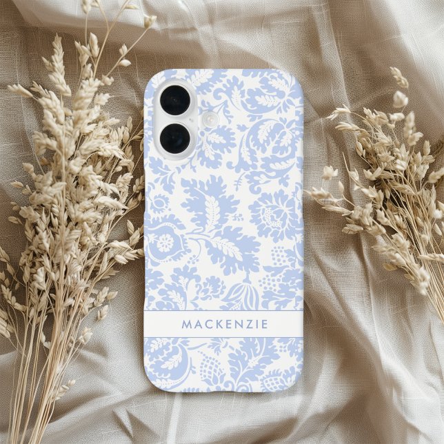 Coques Case-Mate iPhone Élégant floral botanique bleu (Créateur téléchargé)
