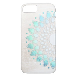 Coque iPhone 7 Élégant floral de Lotus Turquoise