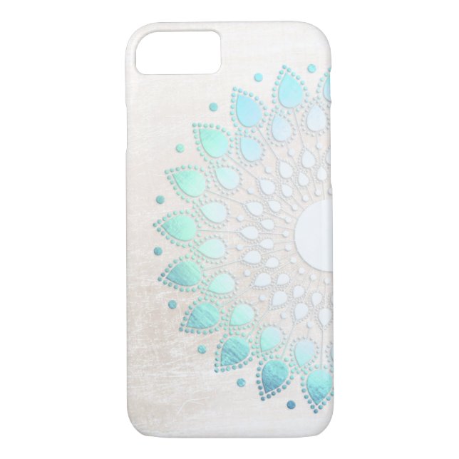 Coques Case-Mate iPhone Élégant floral de Lotus Turquoise (Dos)