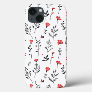 Case-Mate iPhone Case Élégant Floral - Motif botanique rouge et noir