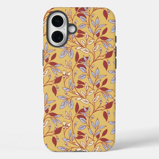 Coques Case-Mate iPhone Elegant Floral Pattern with Red and Blue Leaves (Verso)