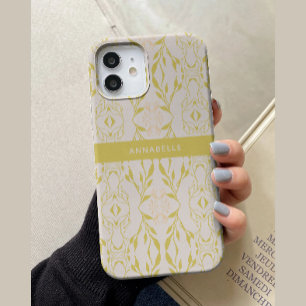 Coque Case-Mate iPhone Élégant Floral Personnalisé Beige Vert