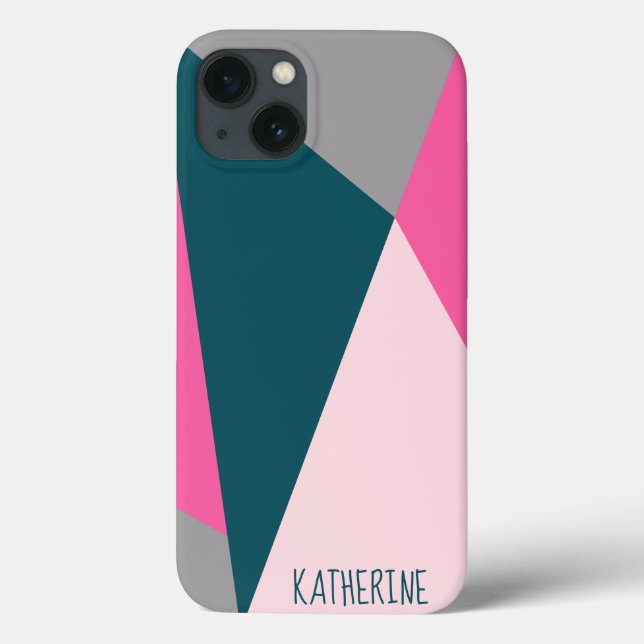 Coques Case-Mate iPhone Elegant geometric pastel hot pink emerald green (Verso)