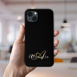 Case-Mate iPhone Case Elegant Gold Black Girly Nom de script Monogramme