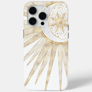 Coque Case-Mate iPhone Elegant Gold Doodles Sun Moon Mandala Design