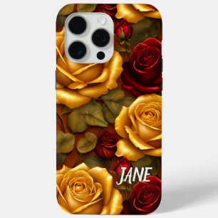 Coque Case-Mate iPhone Élégant Golden Roses Valentines Spécial