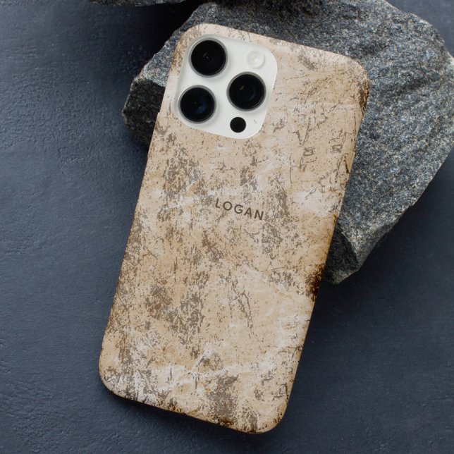 Coques Case-Mate iPhone Elégant Grunge Beige Texture Nom personnalisé (Créateur téléchargé)