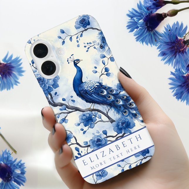 Coques Case-Mate iPhone Elégant Hollandais Delft Blue Floral Peacock Aquar (Créateur téléchargé)