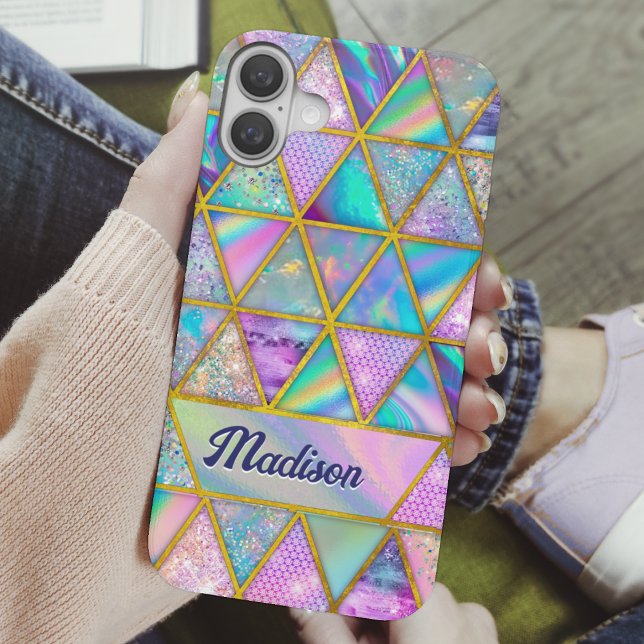 Coques Case-Mate iPhone Elégant holographique tendance faux or géométrique (Créateur téléchargé)