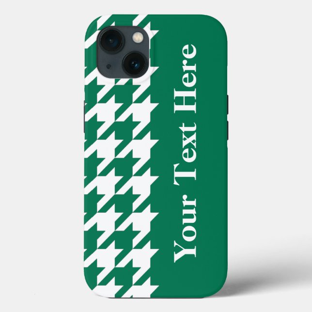 Coques Case-Mate iPhone Elegant Houndstooth Emerald avec texte personnalis (Verso)