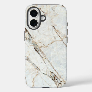 Coque Pour iPhone 16 Élégant intemporel blanc marbré gris pierre