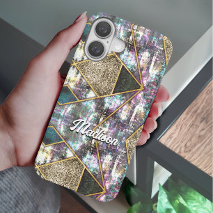 Coque Pour iPhone 16 Élégant iridescente girométrique