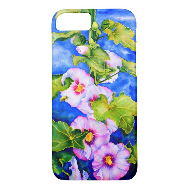 Coques Case-Mate iPhone Elégant jardin fleuri rose blanc aquarelle (Dos)