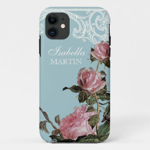 Coques Pour iPhone Élégant Jardin rose rose rose rose bleu bleu Vinta