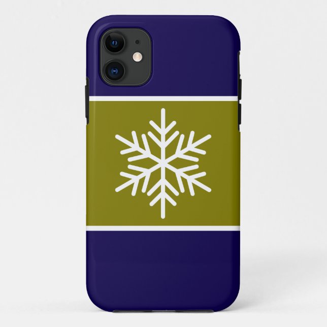 Coques Case-Mate iPhone Élégant Joli Flocon de neige Olive Navy Blue Strip (Dos)