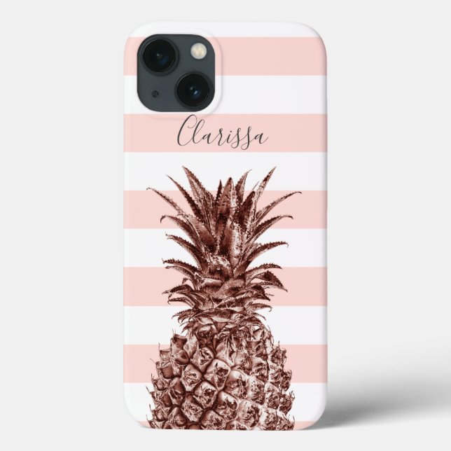 Coques Case-Mate iPhone Élégant joli rose d'ananas et de bande rose (Verso)