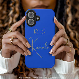 Coque Pour iPhone 16 Élégant Kamala Harris Blue Minimalisme Personnalis