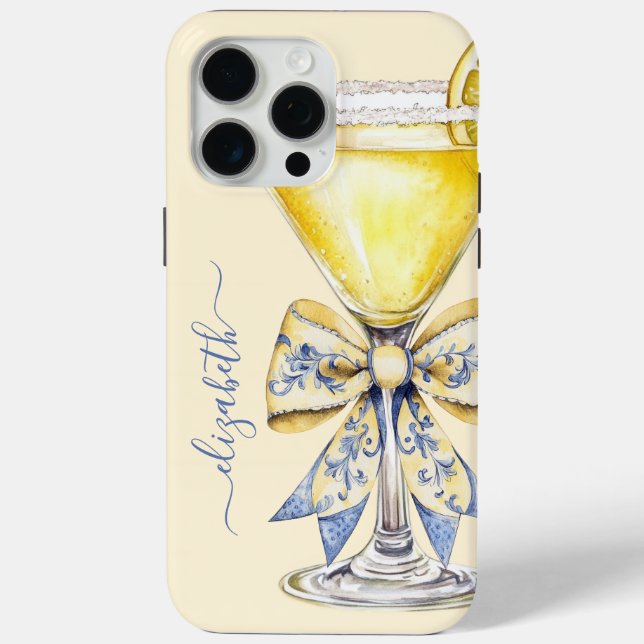 Coques Case-Mate iPhone Elegant Lemon Drop Martini Monogrammed (Verso)