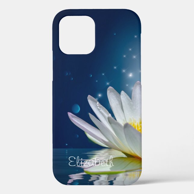 Coques Case-Mate iPhone Élégant Lotus Blanc Bleu (Verso)